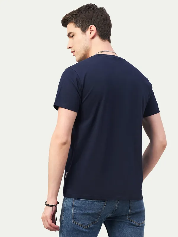 Navy_Blue_Cotton_Blend_Printed_T-Shirt_For_Men