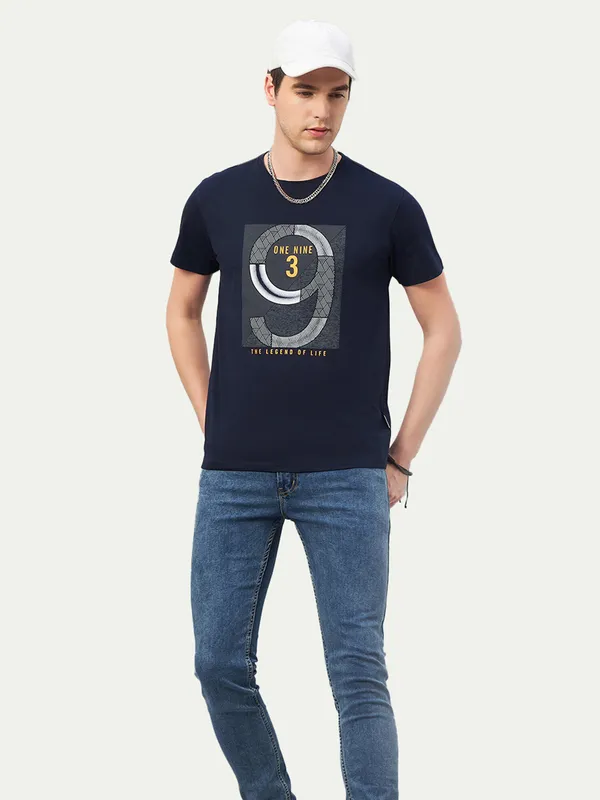 Navy_Blue_Cotton_Blend_Printed_T-Shirt_For_Men
