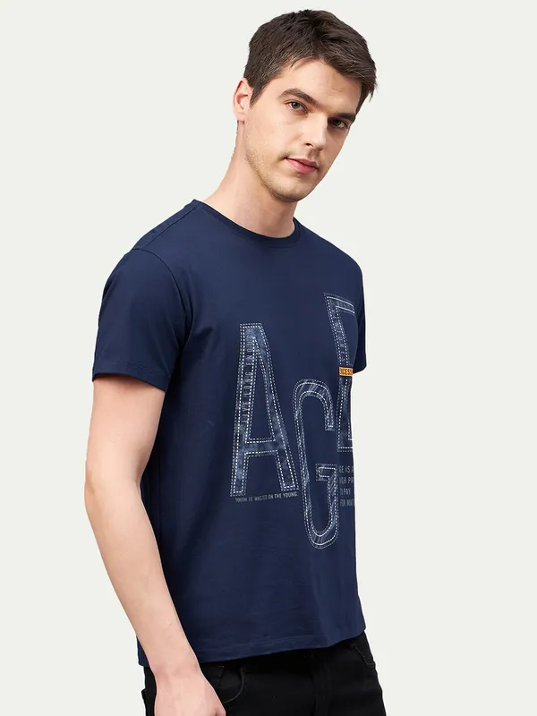 Navy_Blue_Cotton_Blend_Printed_T-Shirt_For_Men