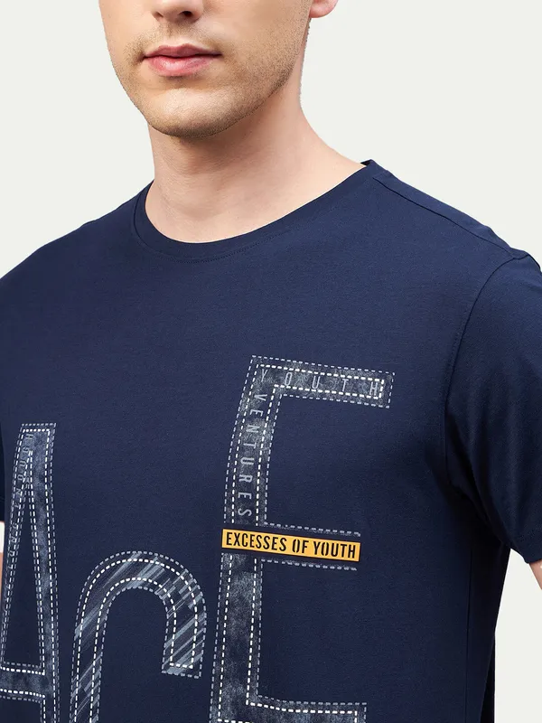 Navy_Blue_Cotton_Blend_Printed_T-Shirt_For_Men