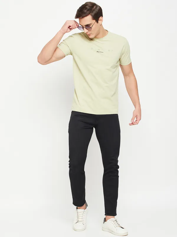 Beige_Cotton_Blend_Solid_T-Shirt_For_Men