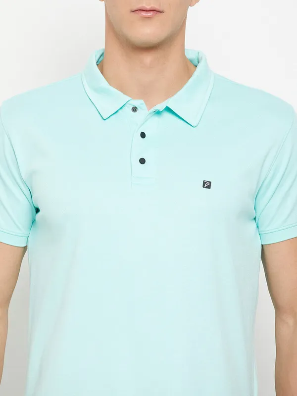 Light_Blue_Cotton_Blend_Solid_T-Shirt_For_Men