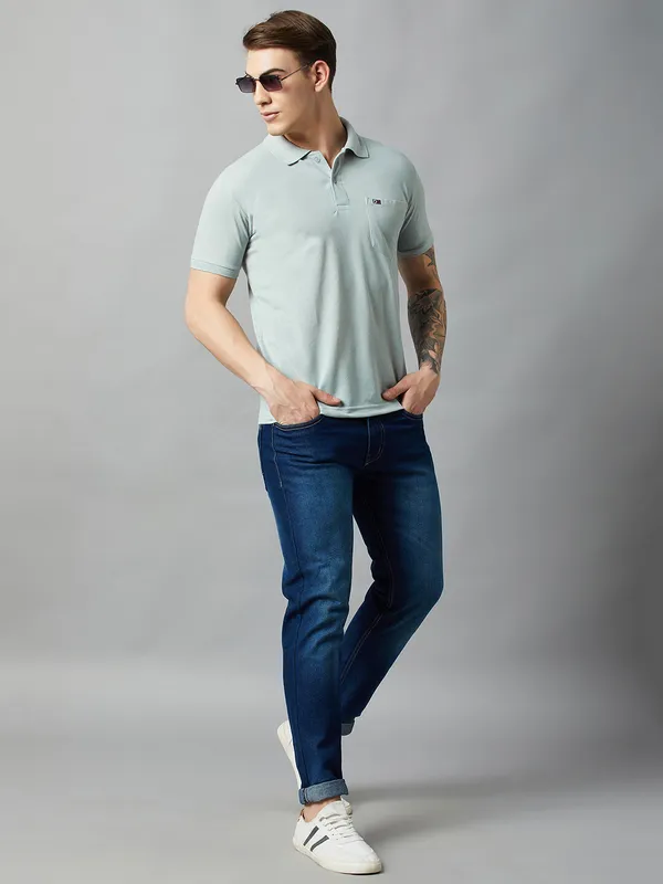 Grey_Cotton_Blend_Solid_T-Shirt_For_Men