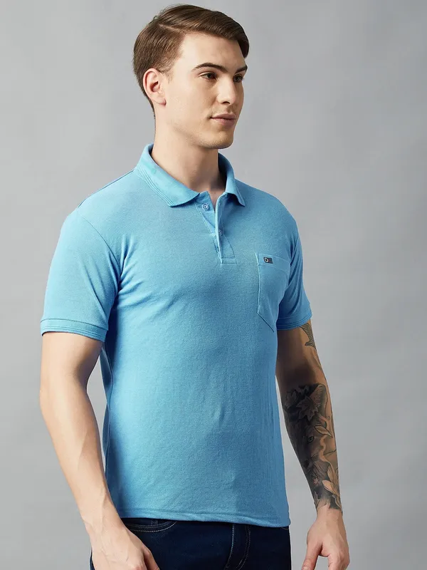 Blue_Cotton_Blend_Solid_T-Shirt_For_Men