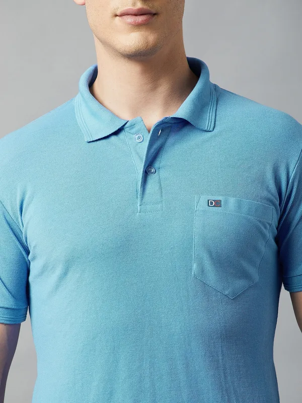 Blue_Cotton_Blend_Solid_T-Shirt_For_Men