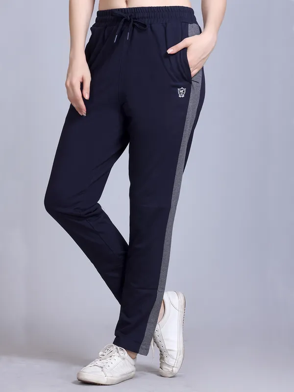 Dark_Blue_Cotton_Blend_Striped_Track_Pant_For_Women