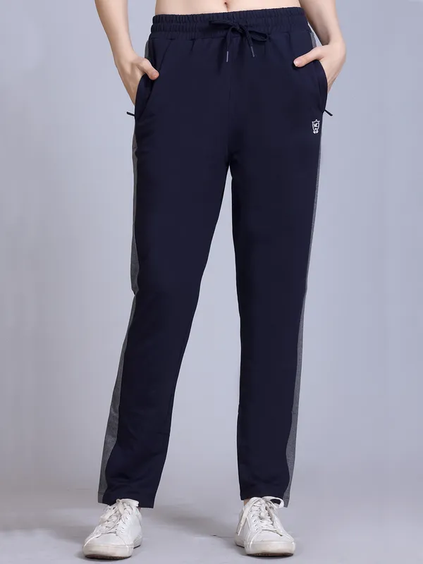 Dark_Blue_Cotton_Blend_Striped_Track_Pant_For_Women