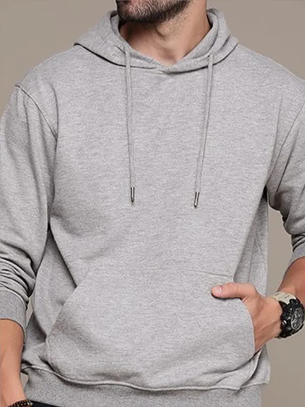 Grey_Fleece_Solid_Full_Sleeve_Hooded_Neck_Sweatshirt_For_Men