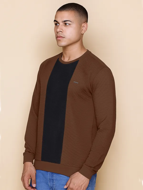 Brown_Cotton_Blend_Printed_Full_Sleeve_Round_Neck_Sweatshirt_For_Men
