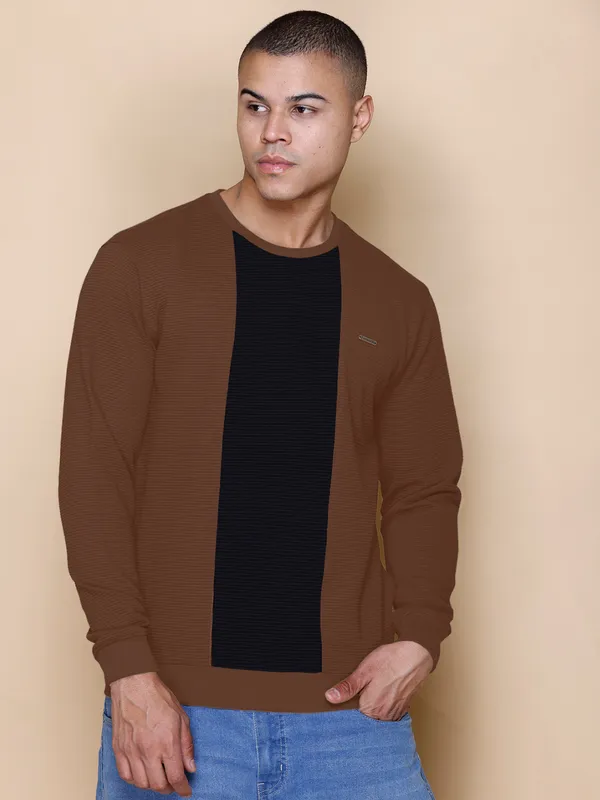 Brown_Cotton_Blend_Printed_Full_Sleeve_Round_Neck_Sweatshirt_For_Men