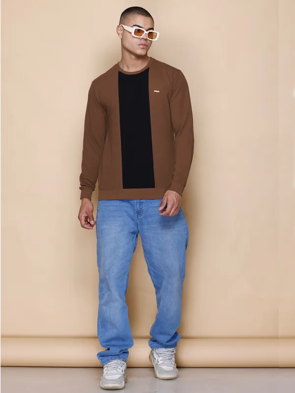 Brown_Cotton_Blend_Printed_Full_Sleeve_Round_Neck_Sweatshirt_For_Men