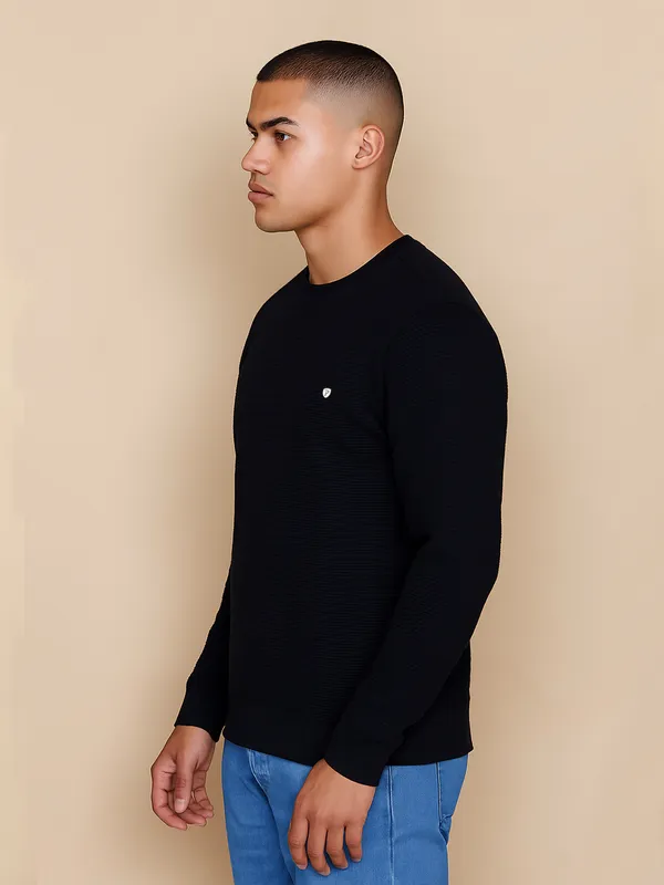 Black_Cotton_Blend_Solid_Full_Sleeve_Round_Neck_Sweatshirt_For_Men