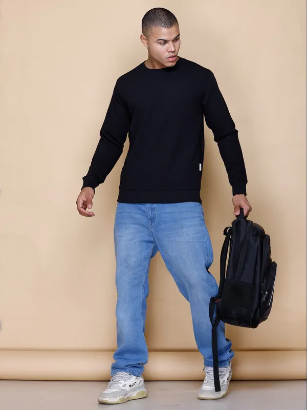 Black_Cotton_Blend_Solid_Full_Sleeve_Round_Neck_Sweatshirt_For_Men
