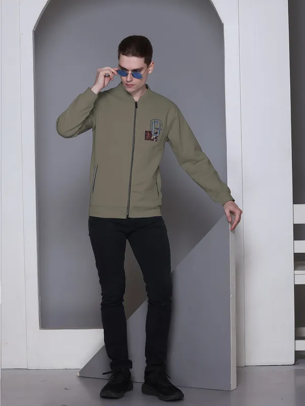 Green_Cotton_Blend_Solid_Full_Sleeve_Mandarin_Collar_Neck_Sweatshirt_For_Men