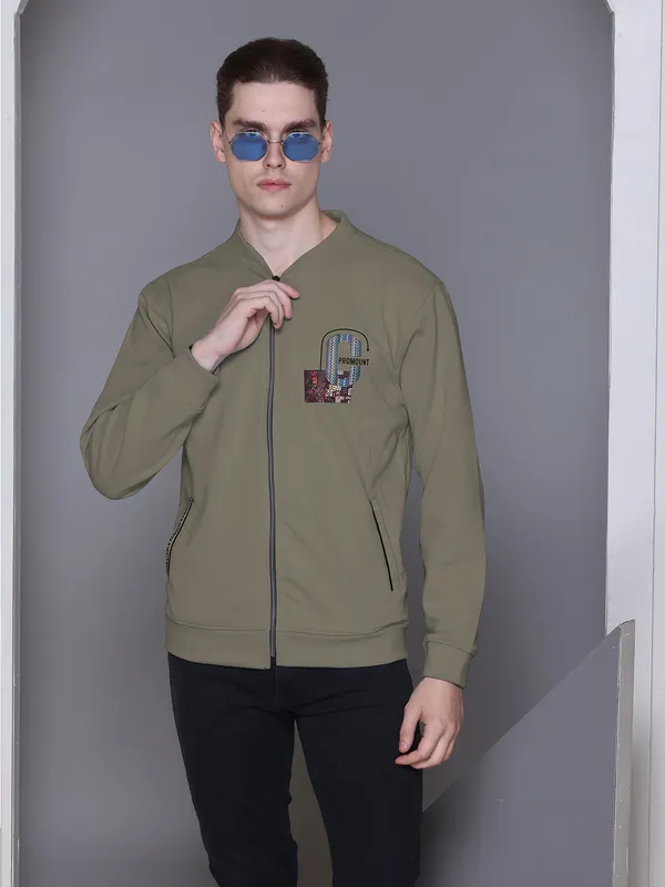 Green_Cotton_Blend_Solid_Full_Sleeve_Mandarin_Collar_Neck_Sweatshirt_For_Men