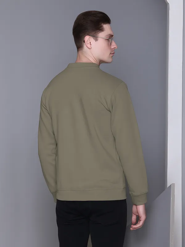 Green_Cotton_Blend_Solid_Full_Sleeve_Mandarin_Collar_Neck_Sweatshirt_For_Men