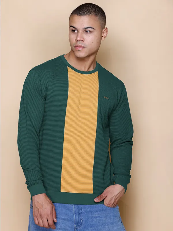Green_Cotton_Blend_Printed_Full_Sleeve_Round_Neck_Sweatshirt_For_Men