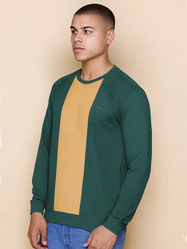 Green_Cotton_Blend_Printed_Full_Sleeve_Round_Neck_Sweatshirt_For_Men