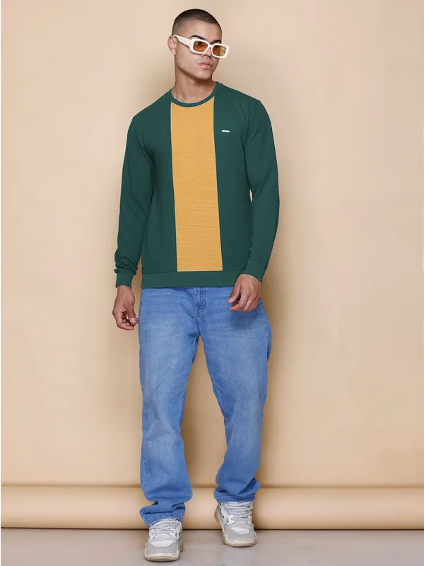 Green_Cotton_Blend_Printed_Full_Sleeve_Round_Neck_Sweatshirt_For_Men