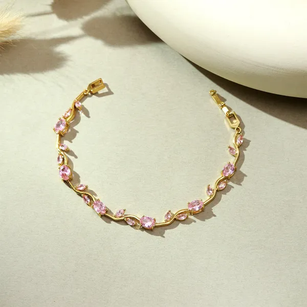 Tulip_Vine_in_Pink_Stone_18K_Gold_Plated_Links_Bracelet