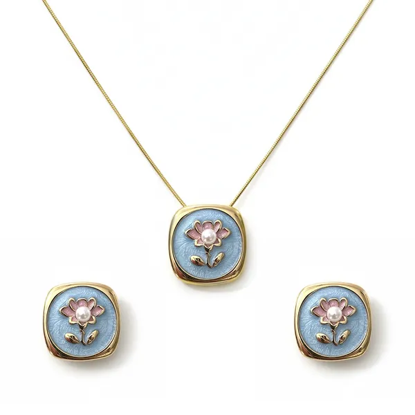 Enamely_Pastel_Blue_Lotus-Pearl_Necklace_Set_with_Stud_Earrings