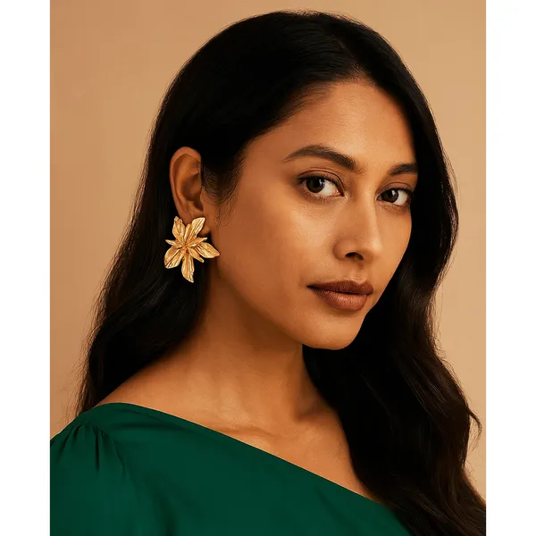18K_Gold_Plated_Flora_Textured_Statement_Stud_Earrings_For_Women