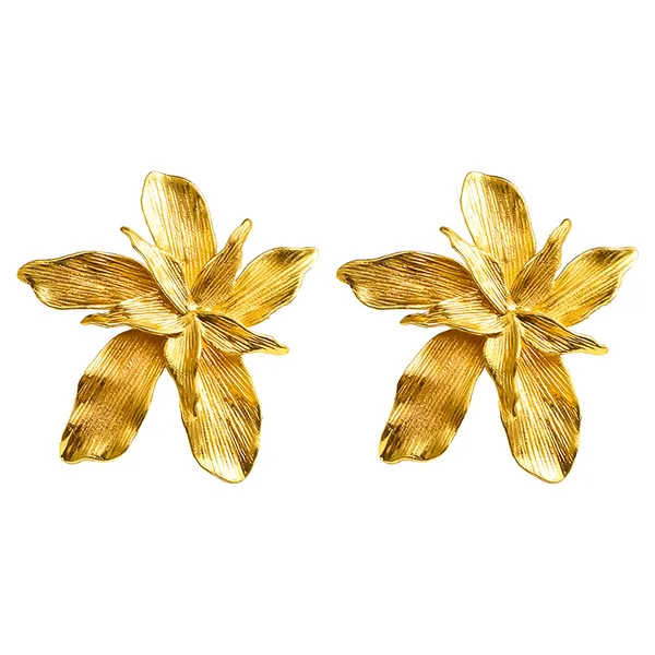 18K_Gold_Plated_Flora_Textured_Statement_Stud_Earrings_For_Women