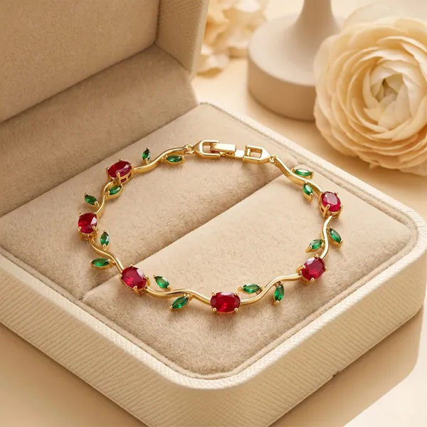 Tulip_Vine_in_Ruby_&_Emerald_18K_Gold_Plated_Links_Bracelet