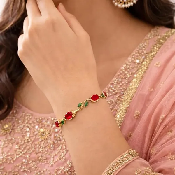 Tulip_Vine_in_Ruby_&_Emerald_18K_Gold_Plated_Links_Bracelet