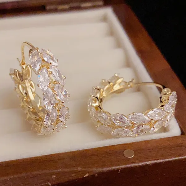 18K_Gold_Plated_Iced_Petals_Hoops_For_Women