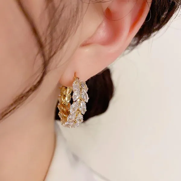 18K_Gold_Plated_Iced_Petals_Hoops_For_Women