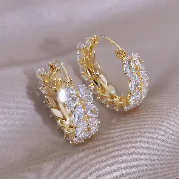 18K_Gold_Plated_Iced_Petals_Hoops_For_Women