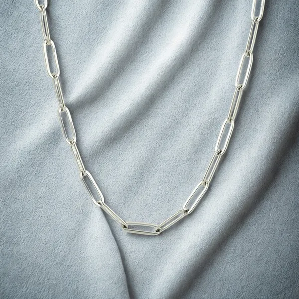 Silver_Paperclip_Links_Chain_Necklace__For_Women