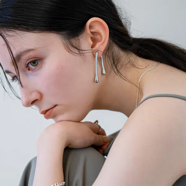 Silver_Molten_Droplets_Twin_Drop_Earrings