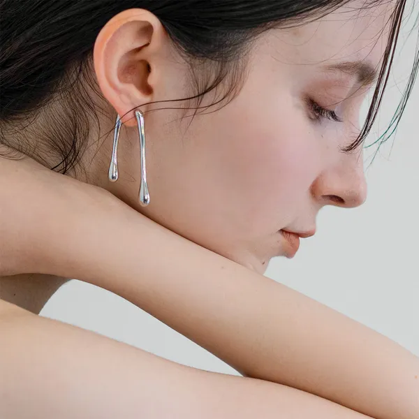 Silver_Molten_Droplets_Twin_Drop_Earrings