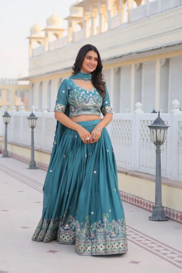 Blue_Digital_Patola_Print_Traditional_Lehenga_Choli_For_Women