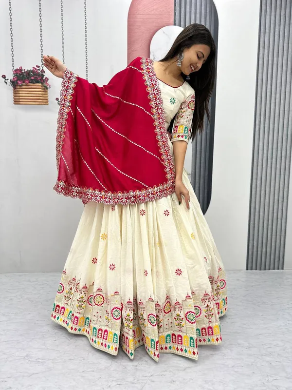 White_Digital_Patola_Print_Traditional_Lehenga_Choli_For_Women