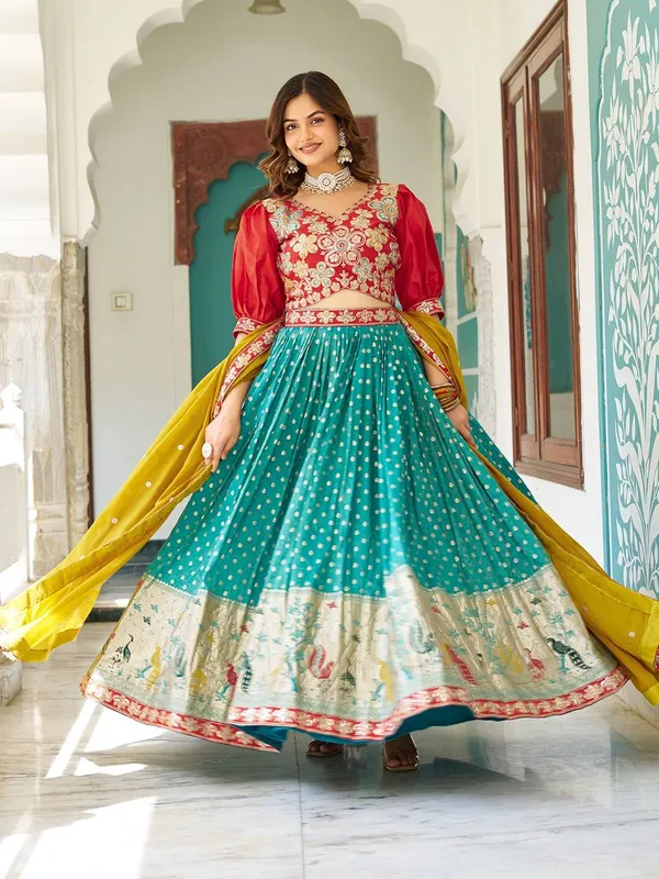 Green_Digital_Patola_Print_Traditional_Lehenga_Choli_For_Women