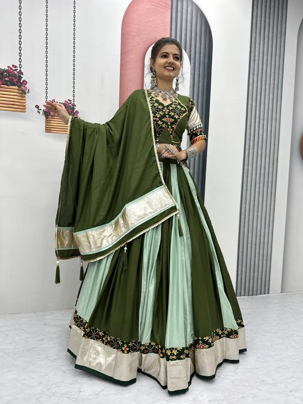 Green_Digital_Patola_Print_Traditional_Lehenga_Choli_For_Women