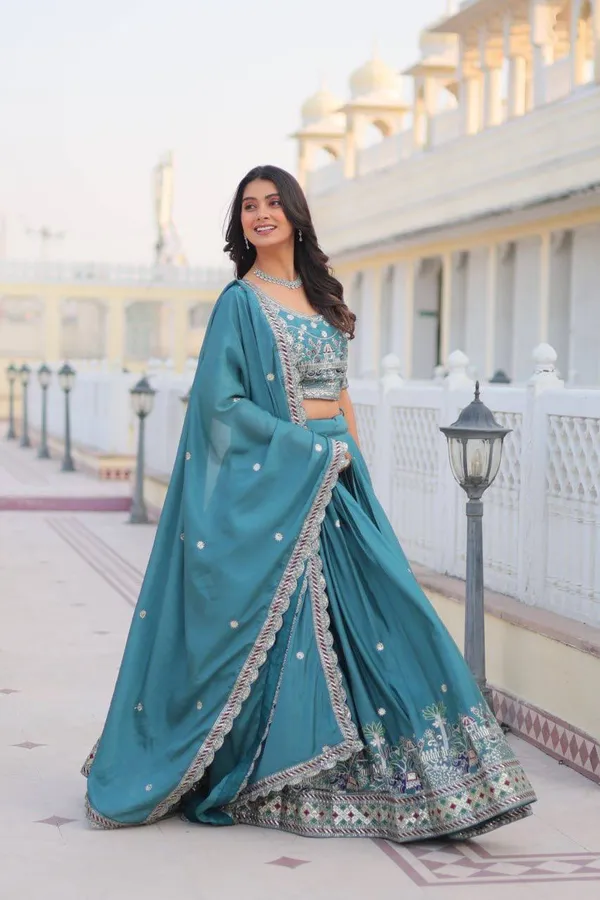 Blue_Digital_Patola_Print_Traditional_Lehenga_Choli_For_Women