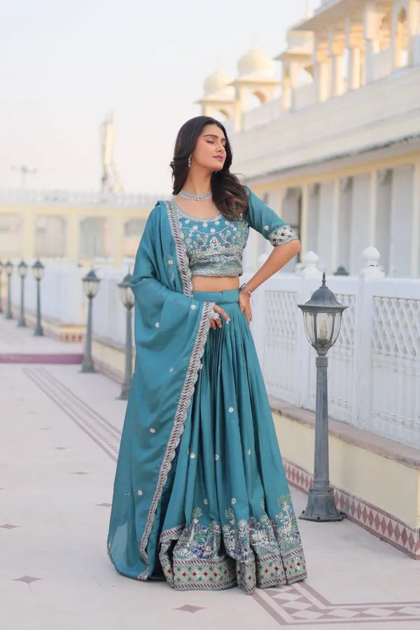 Blue_Digital_Patola_Print_Traditional_Lehenga_Choli_For_Women
