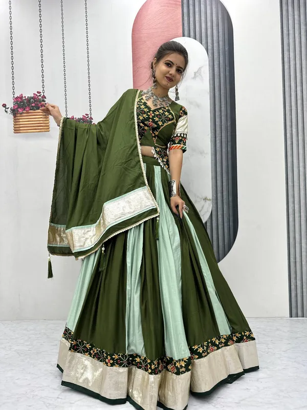 Green_Digital_Patola_Print_Traditional_Lehenga_Choli_For_Women