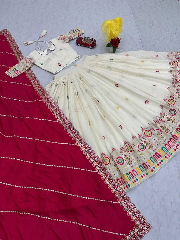 White_Digital_Patola_Print_Traditional_Lehenga_Choli_For_Women