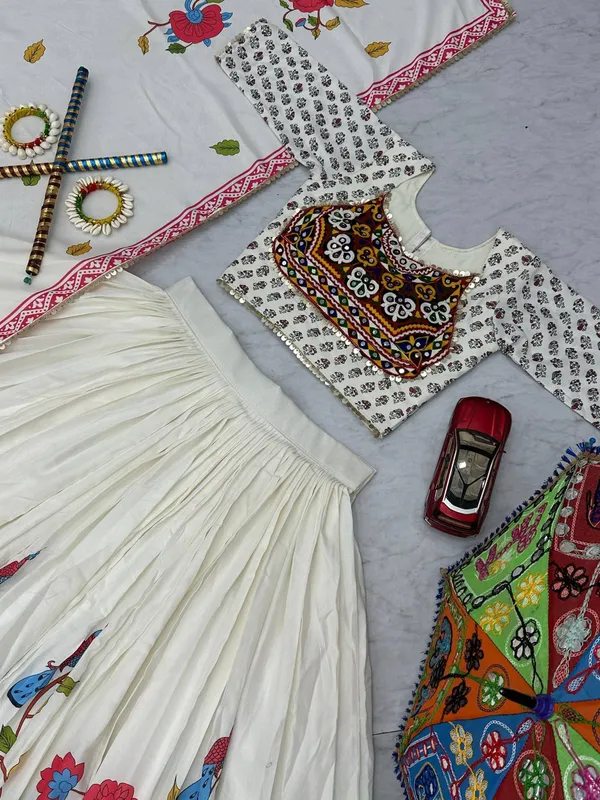 White_Digital_Patola_Print_Traditional_Lehenga_Choli_For_Women