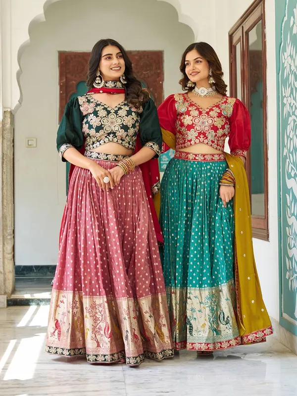 Green_Digital_Patola_Print_Traditional_Lehenga_Choli_For_Women