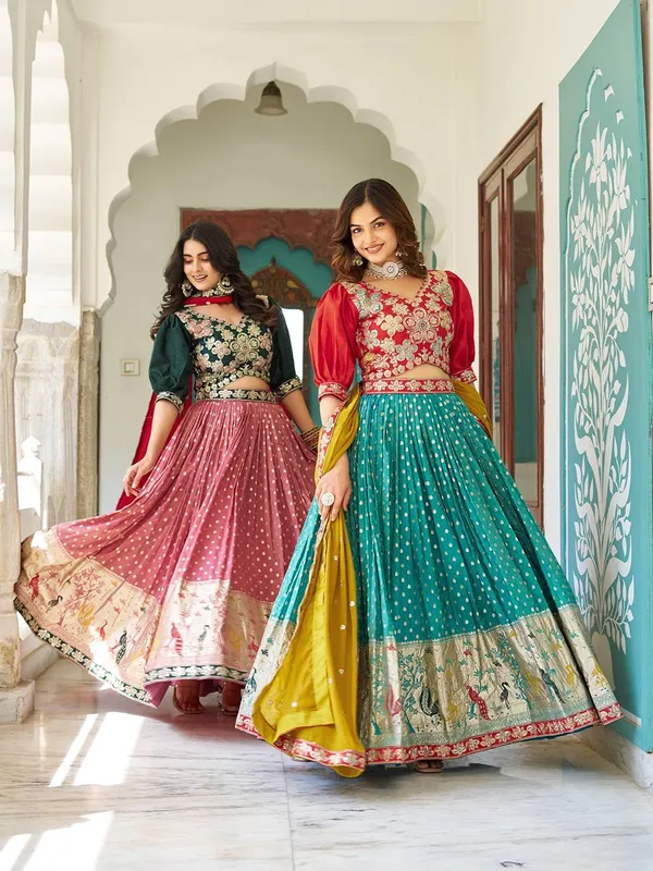 Green_Digital_Patola_Print_Traditional_Lehenga_Choli_For_Women