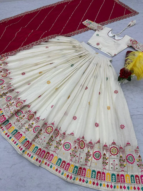 White_Digital_Patola_Print_Traditional_Lehenga_Choli_For_Women