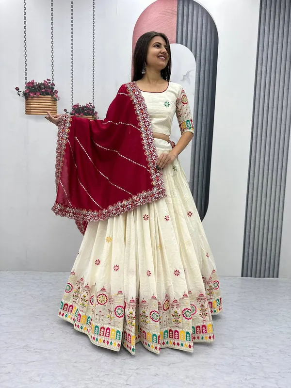White_Digital_Patola_Print_Traditional_Lehenga_Choli_For_Women