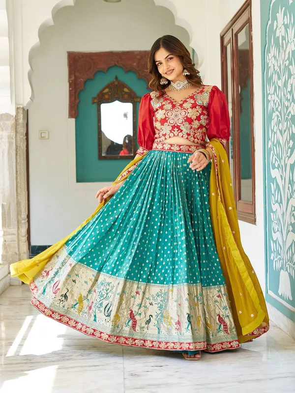 Green_Digital_Patola_Print_Traditional_Lehenga_Choli_For_Women