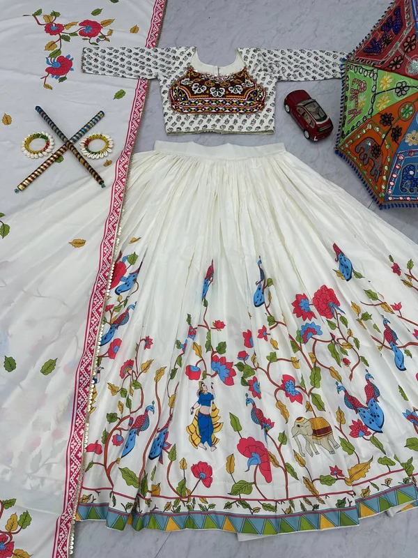 White_Digital_Patola_Print_Traditional_Lehenga_Choli_For_Women